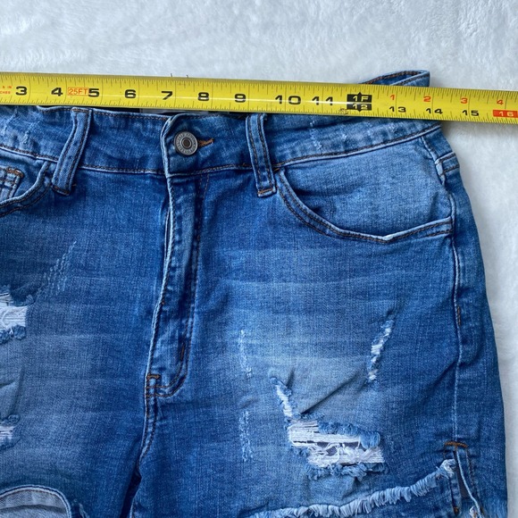 KanCan Jean shorts Size 9/28 Distressed Cut off blue festival - Picture 3 of 7